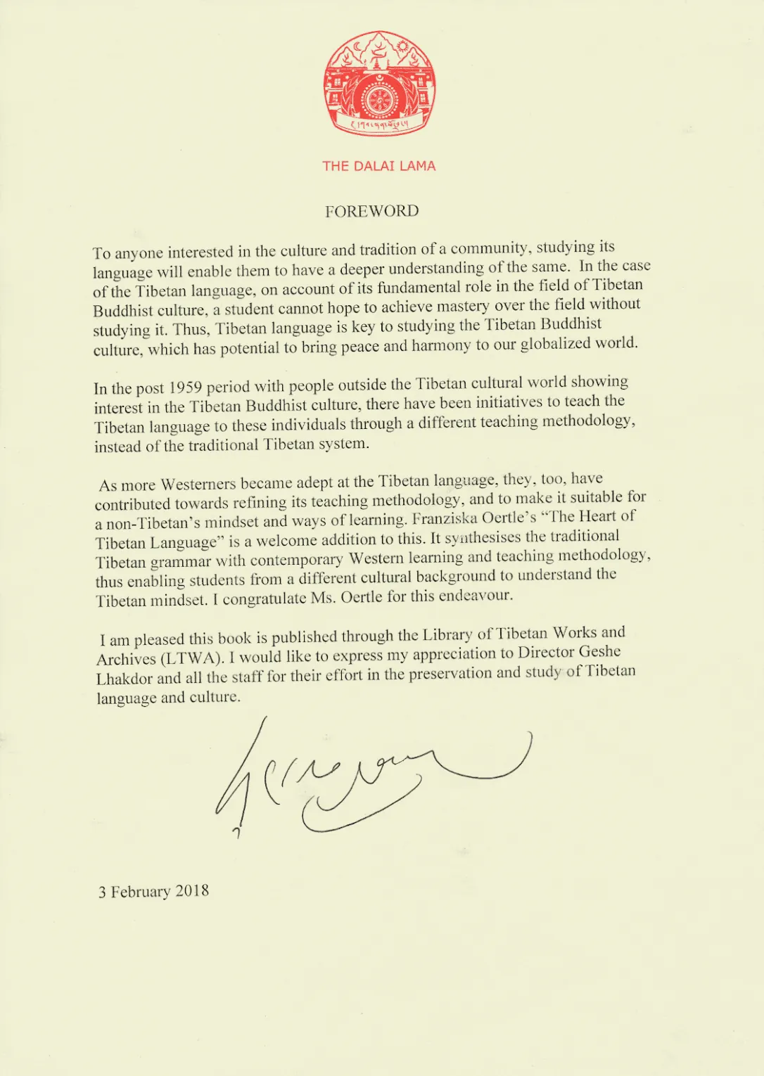 Foreword by His Holiness