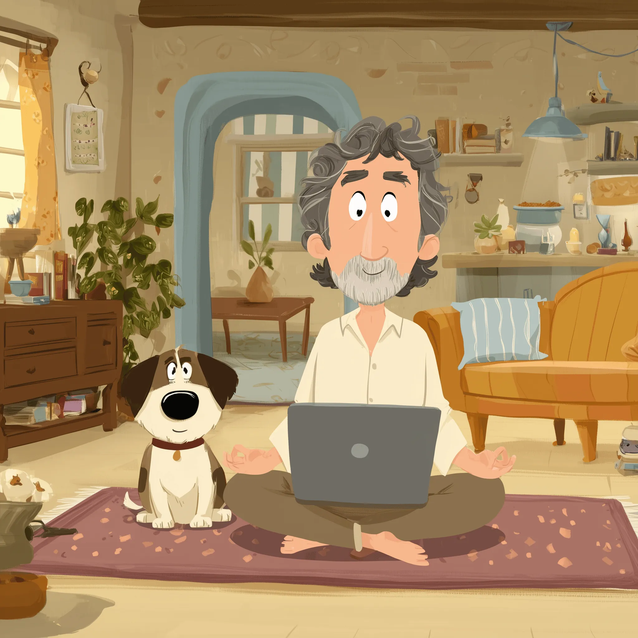 Man learning Tibetan at home