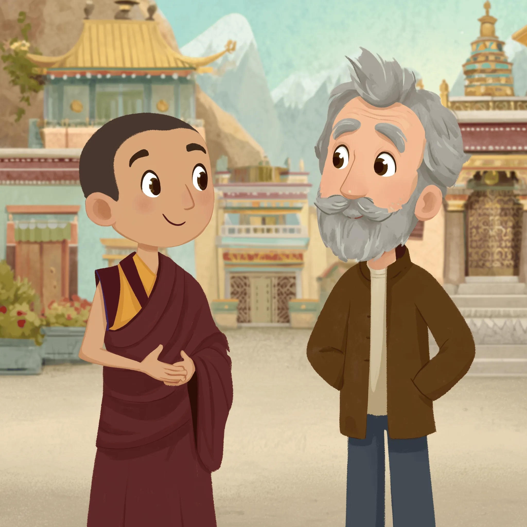 Man speaking with monk