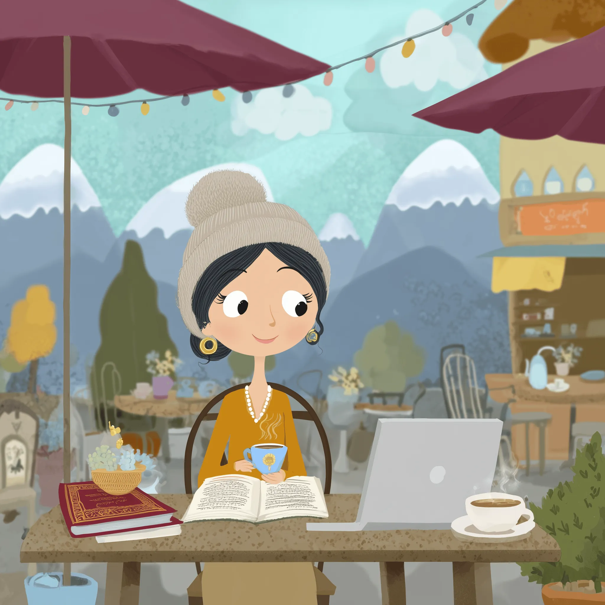 Woman at café in Dharamshala