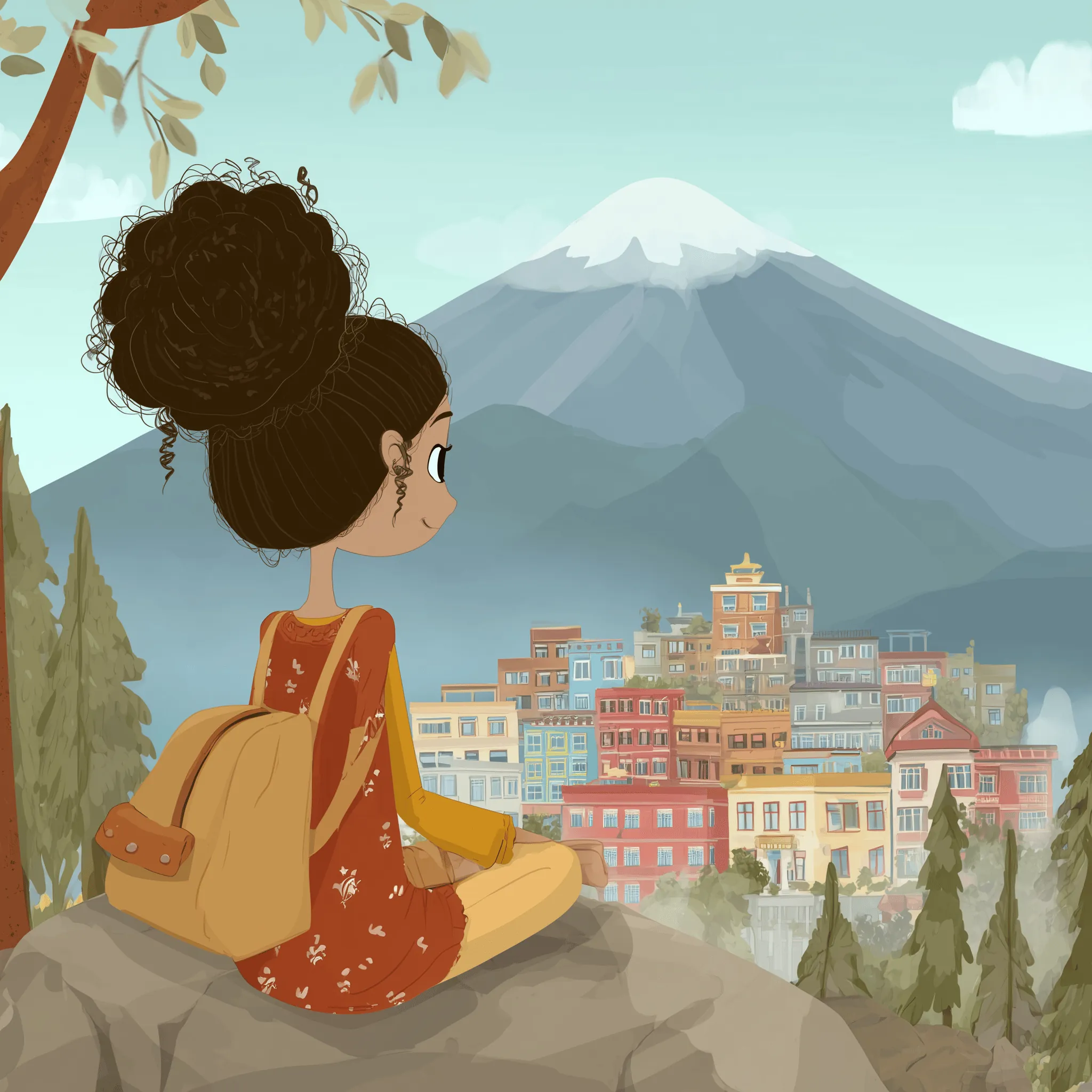 Woman looking over Dharamshala