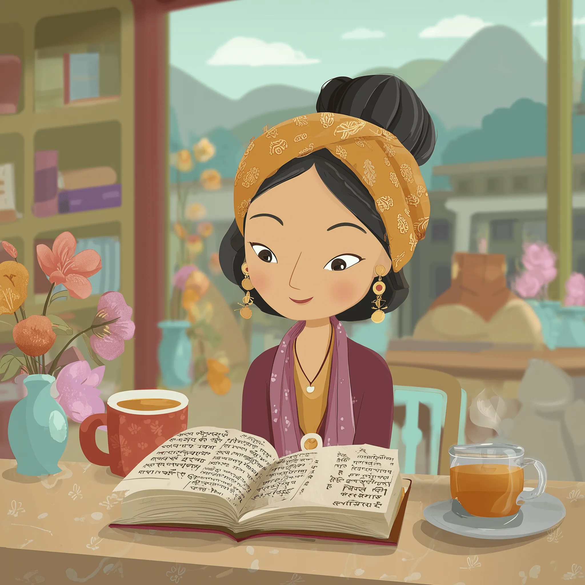 Reading texts illustration