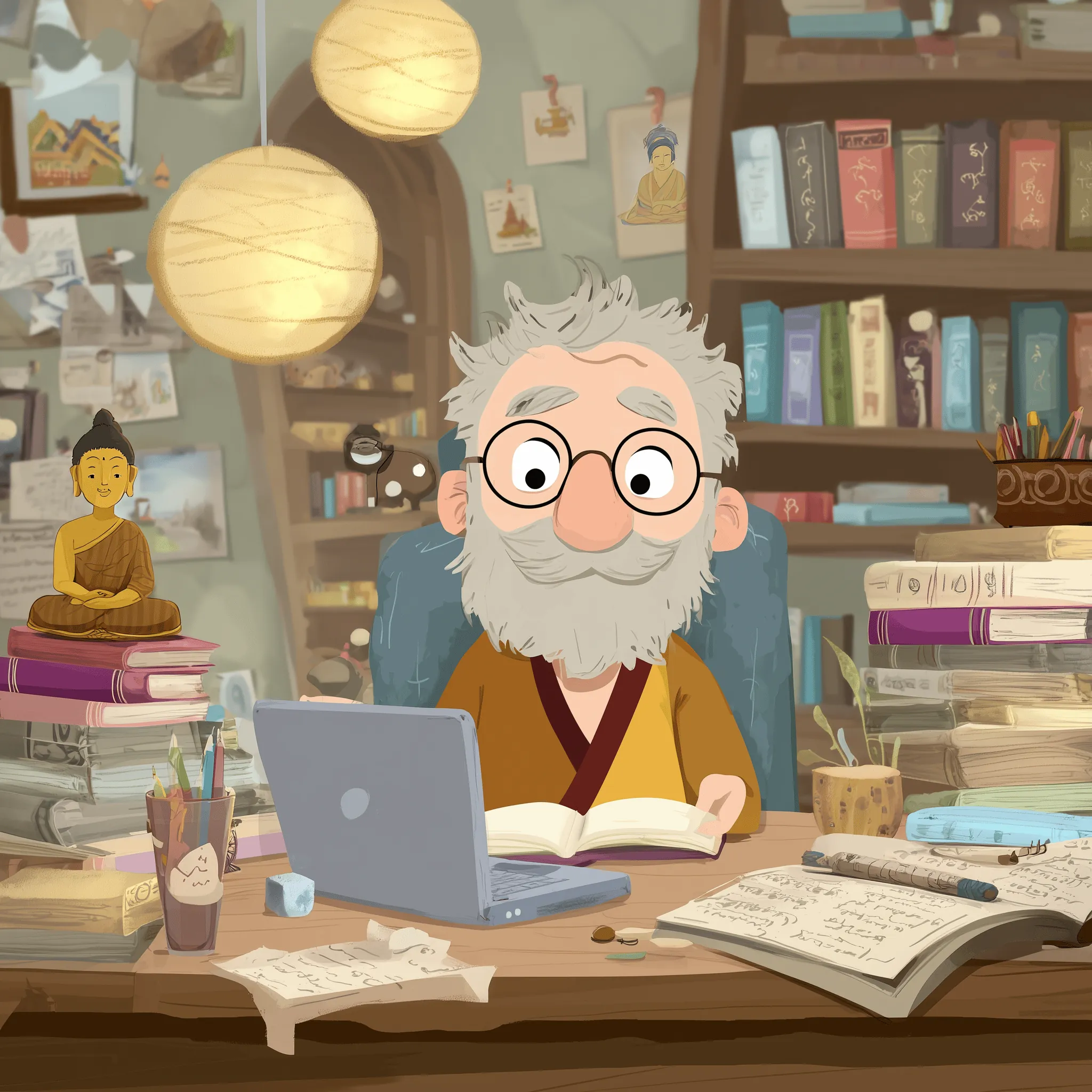 Man studying at desk