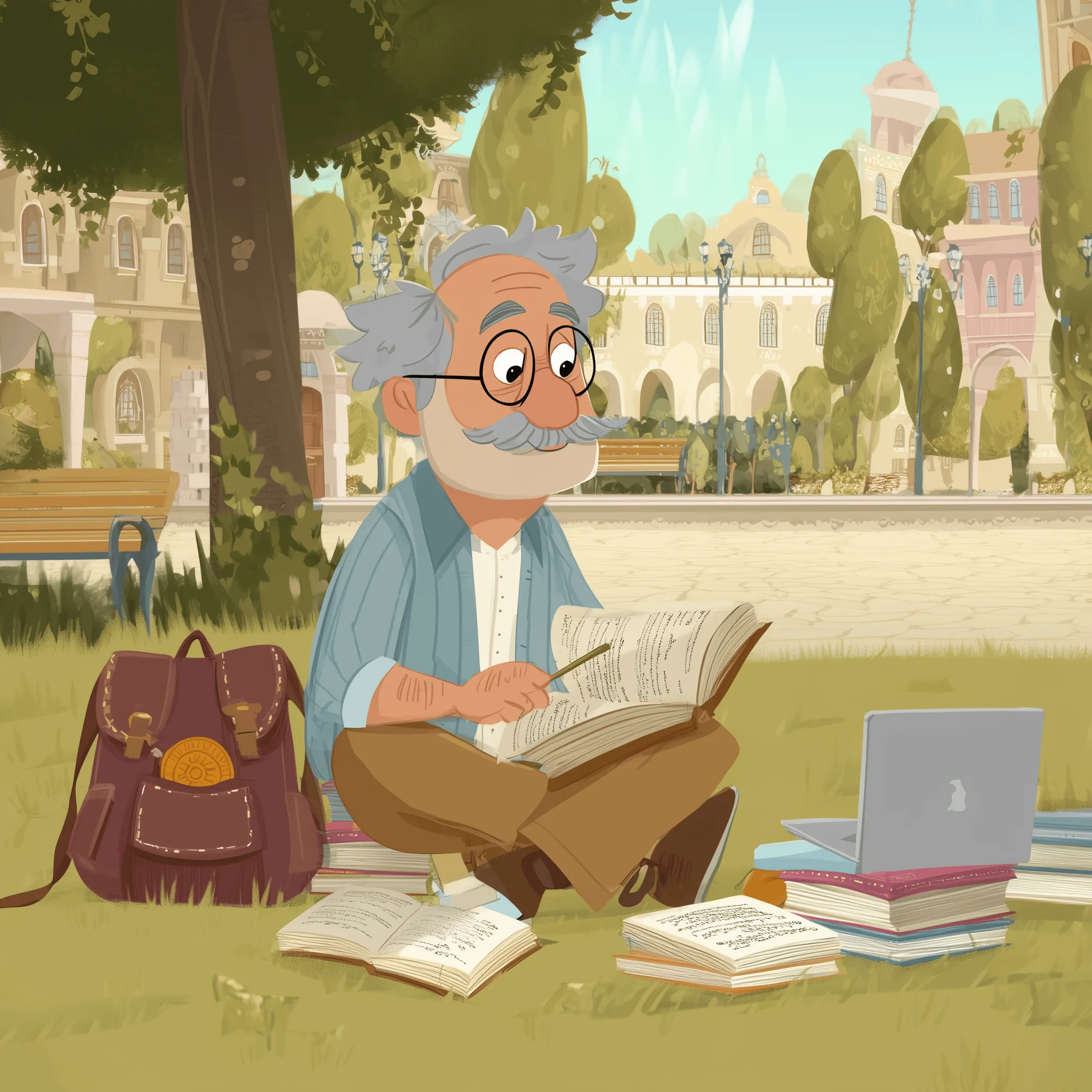 Man studying in park