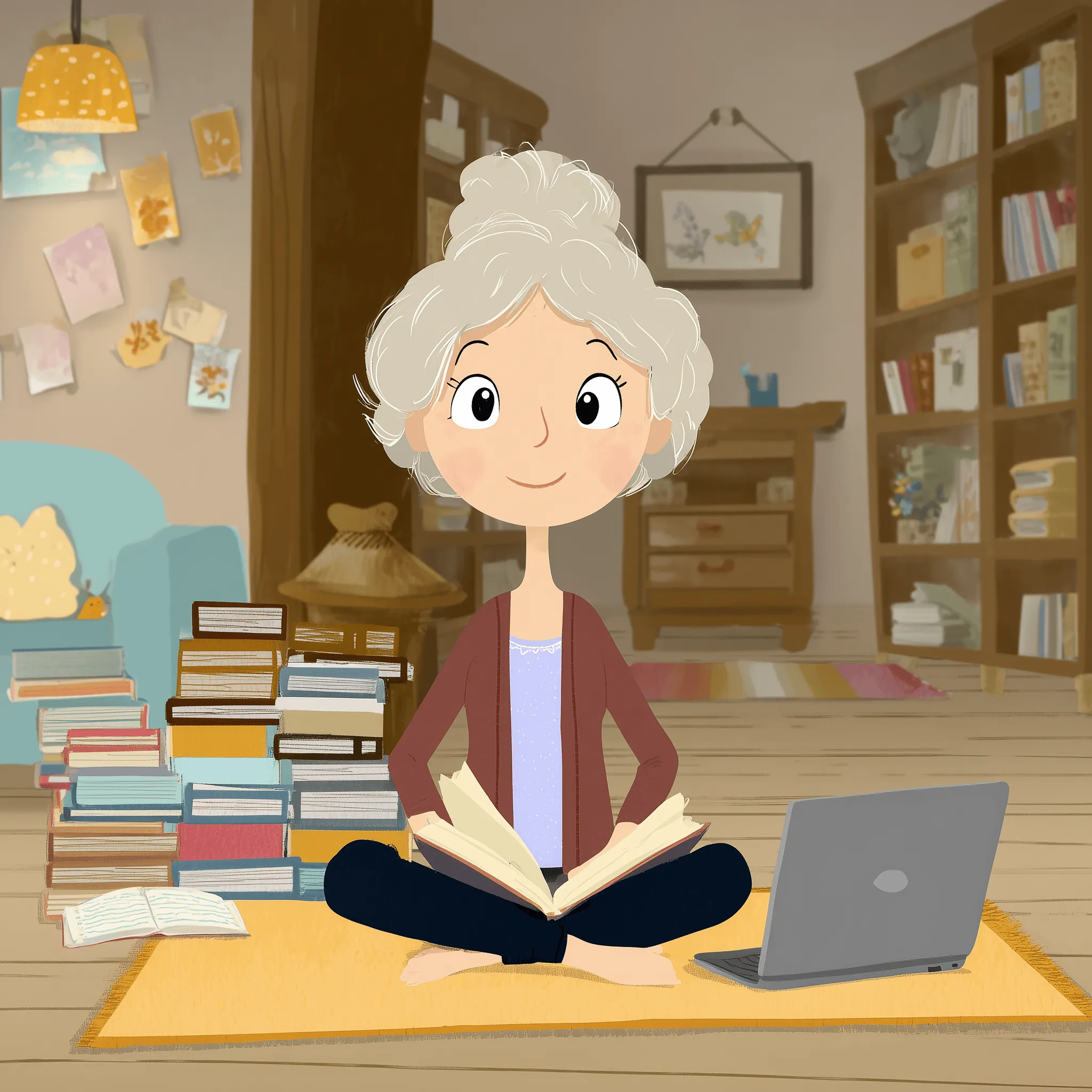 Middle aged woman studying Tibetan