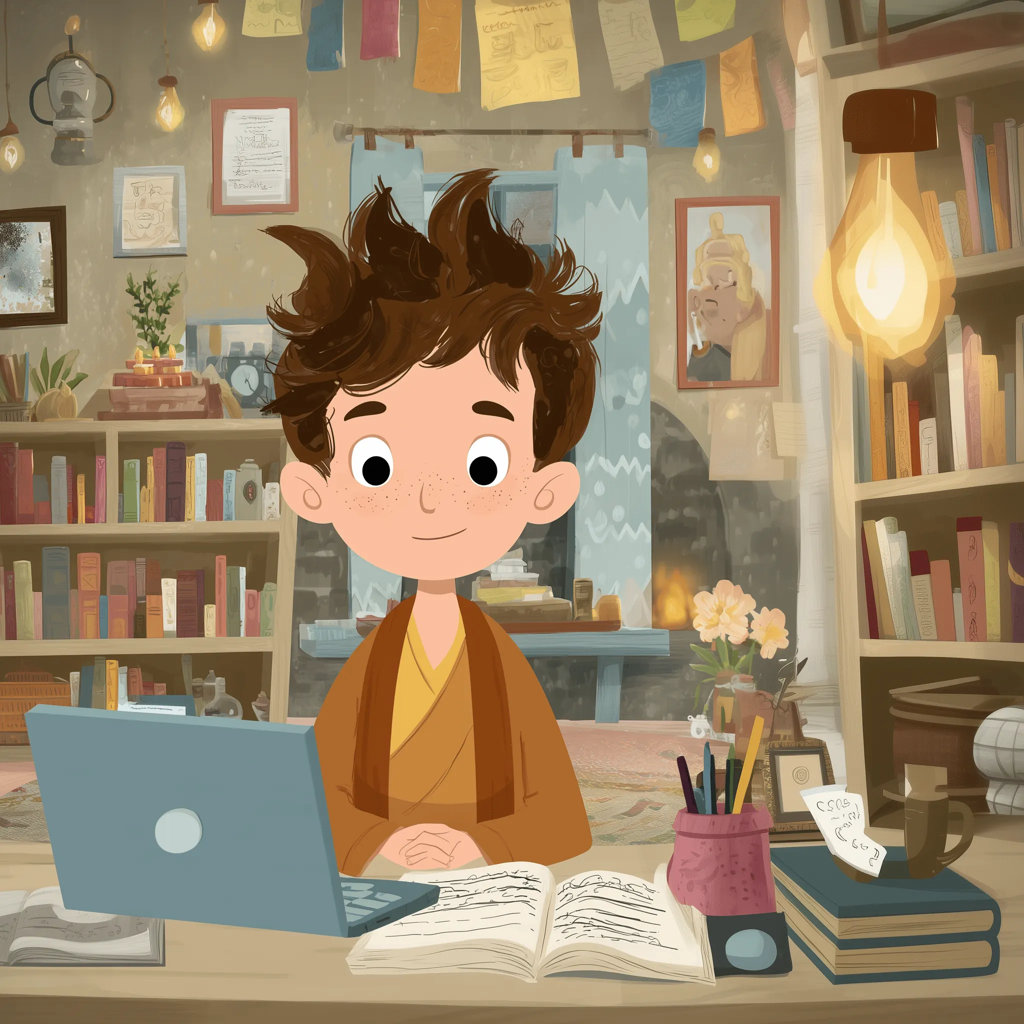 Student studying on computer