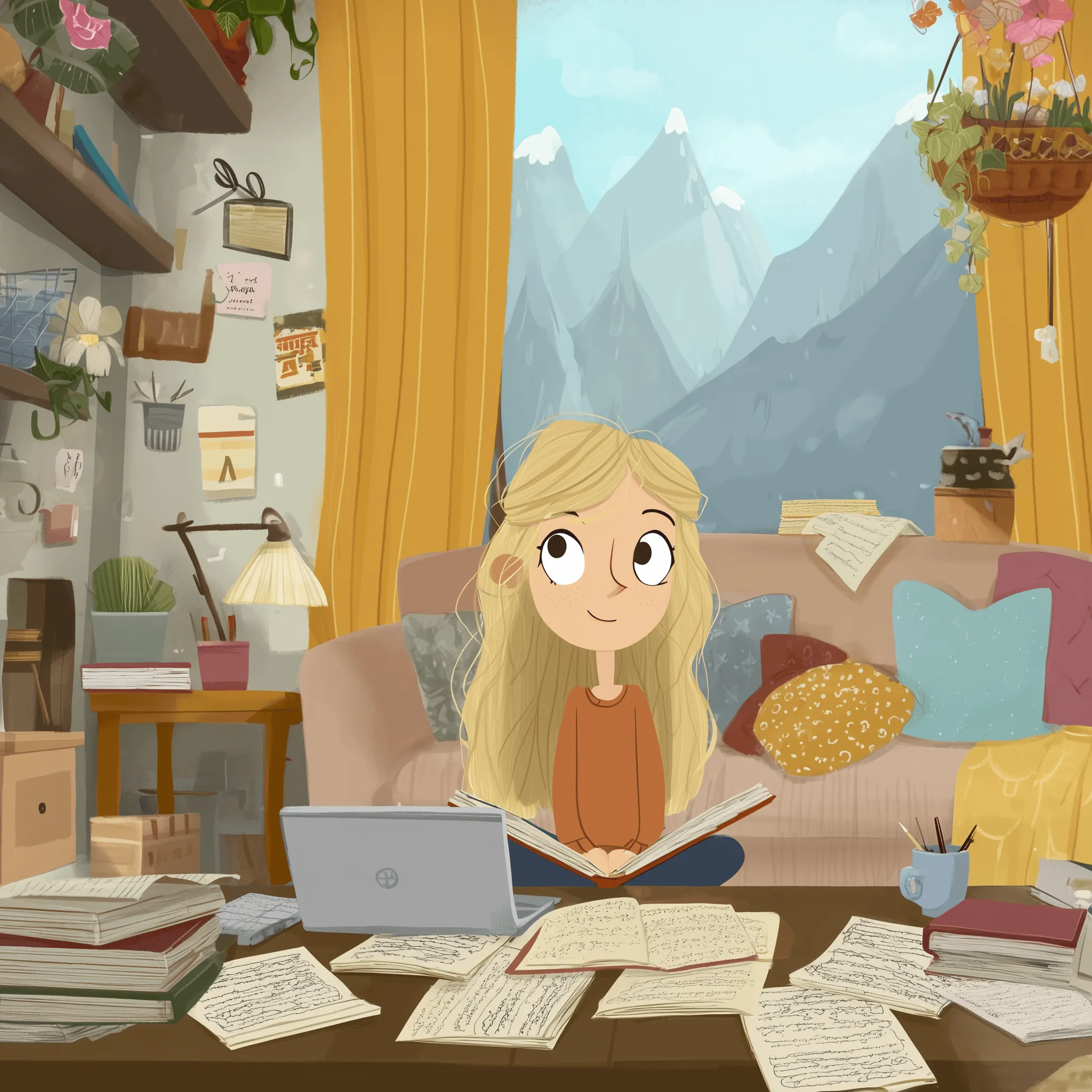 Woman studying Tibetan in her room